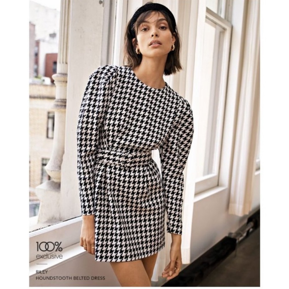 🚨LAST CHANCE🚨 NWT LINI • Houndstooth Retro Belted Mini Dress, size xs